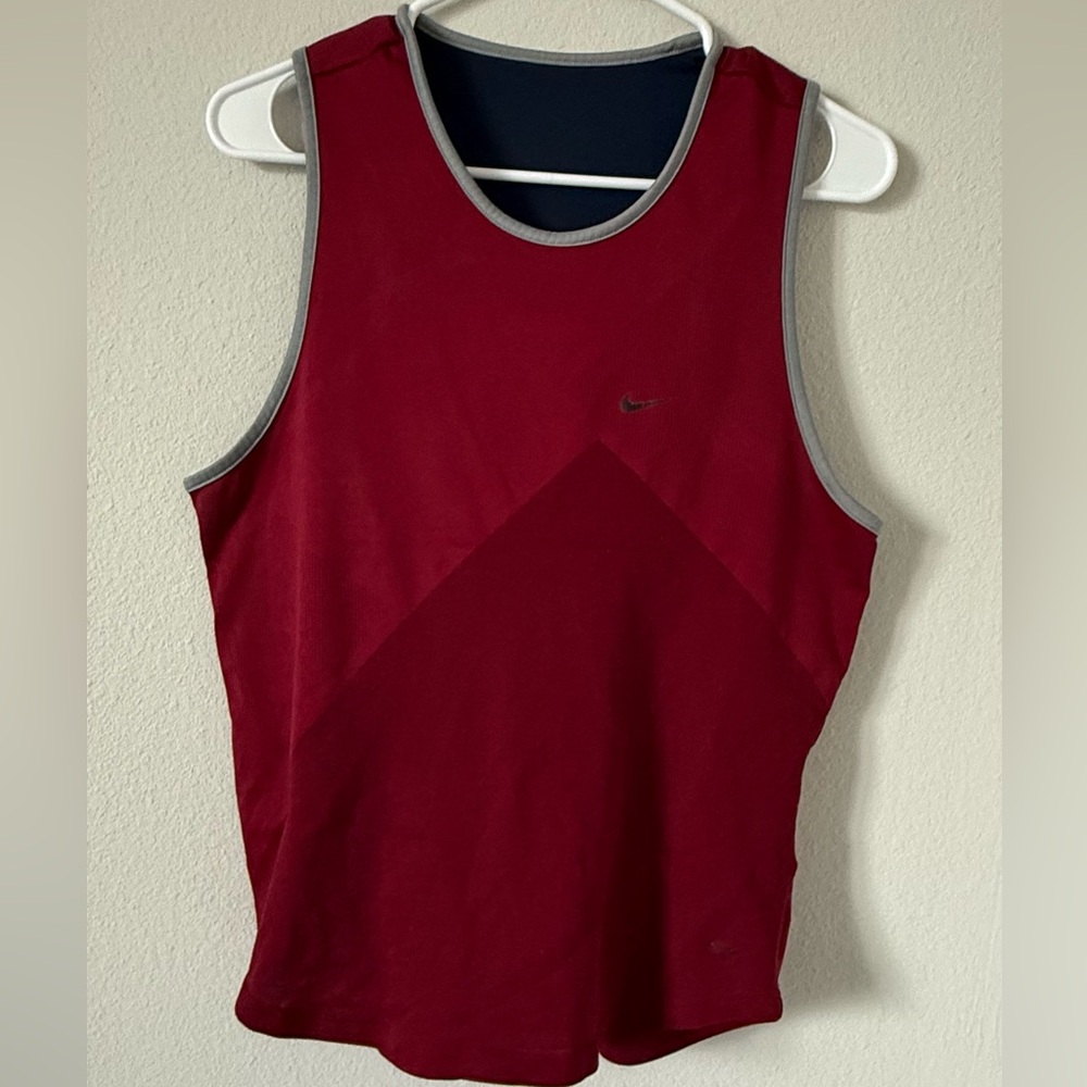 Nike Crimson Sleeveless Top with Gray Accents